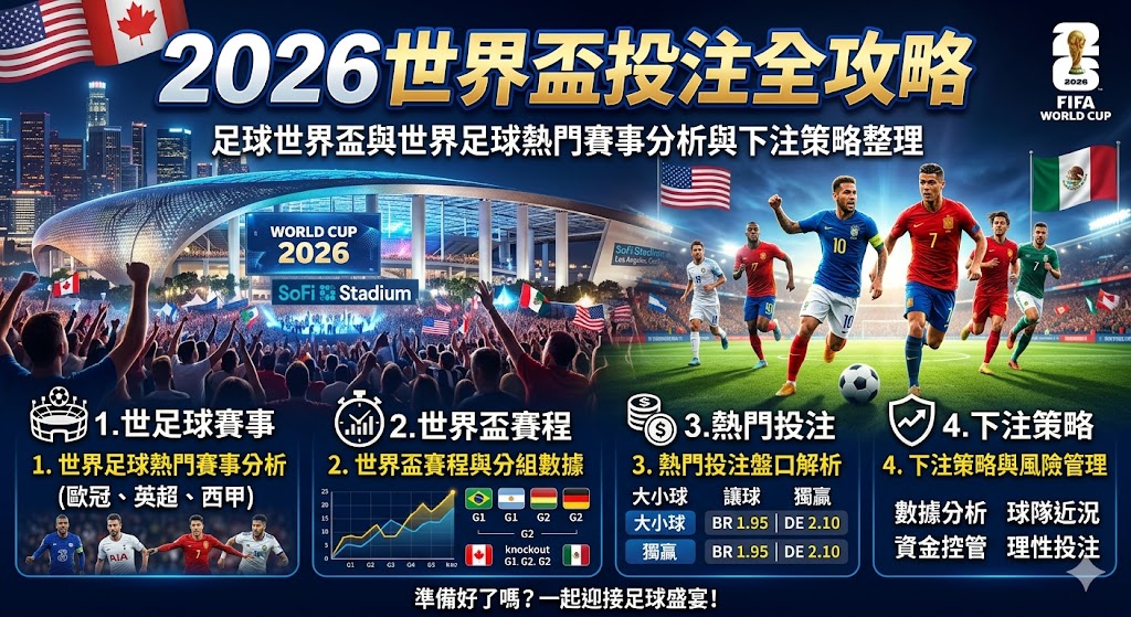 2026世界杯投注全攻略｜足球世界盃與世界足球熱門賽事分析與下注策略整理
